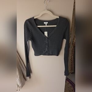 Women's Black Ribbed Long Sleeve Top
